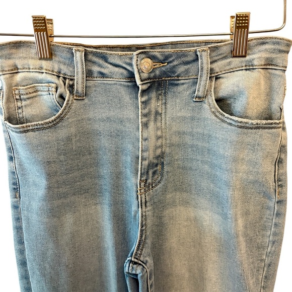 Forever 21 Rhinestone Fringe Ankle Light Blue Wash High Waisted Jeans size 27 - Picture 9 of 12